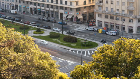 Stunning smooth timelapse aerial city traffic view from Genoa, Italy in daylight