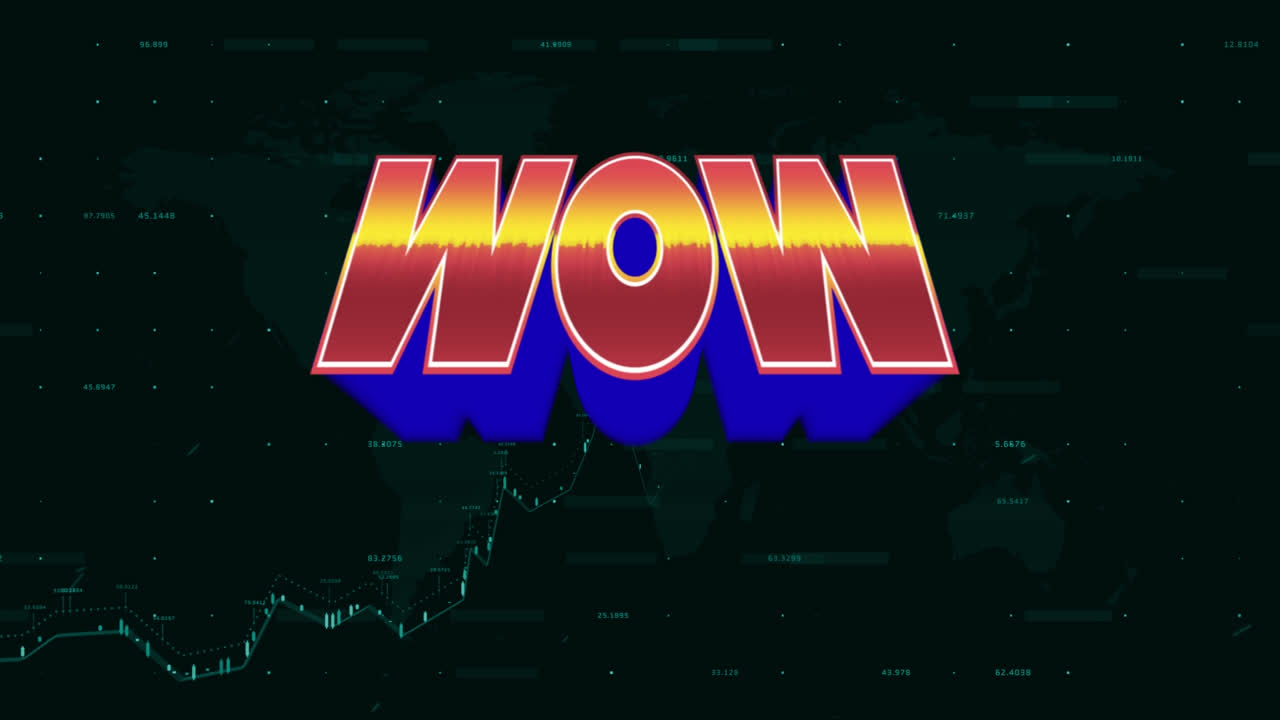 검은색 배경의 데이터 처리에 대한 와우의 애니메이션