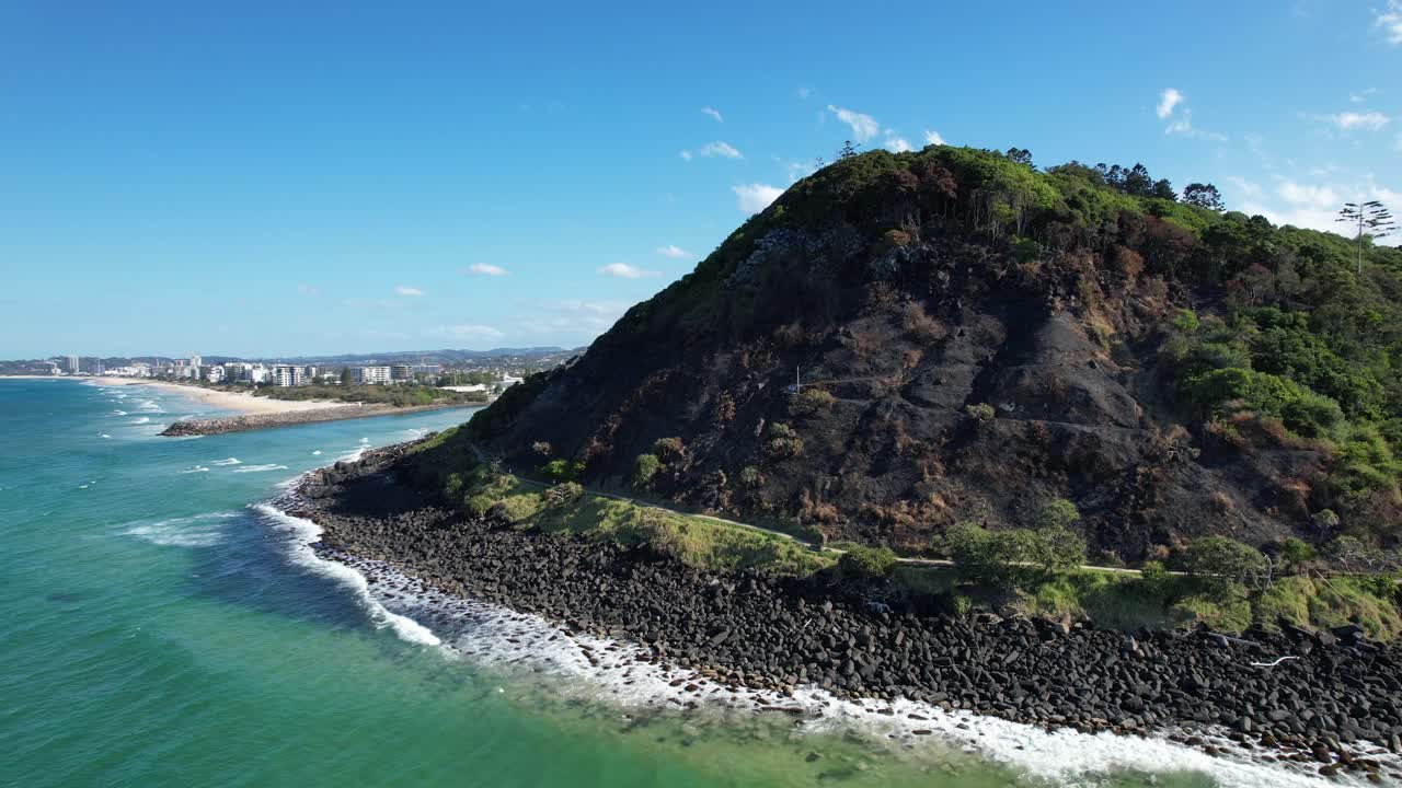 Burnt Burleigh Headland In Queensland, Australia - Drone Shot