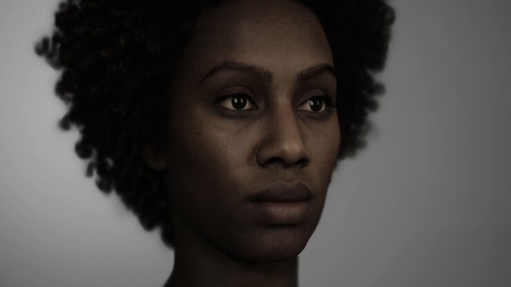 Retrato digital que muestra una expresión humana realista con rasgos definidos