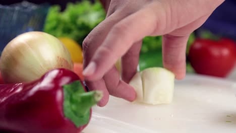 man making salad in kitchen 5