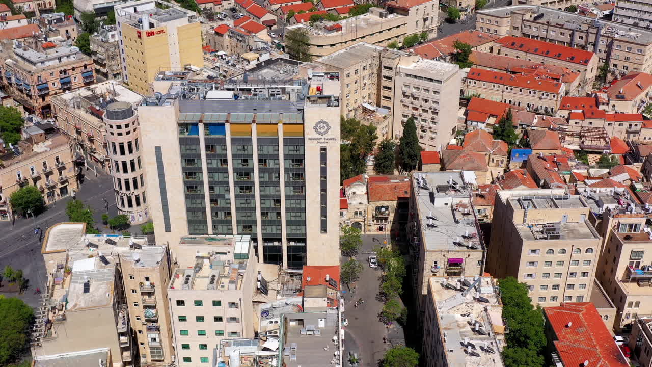 Aerial view of Herbert Samuel Hotel and cityscape