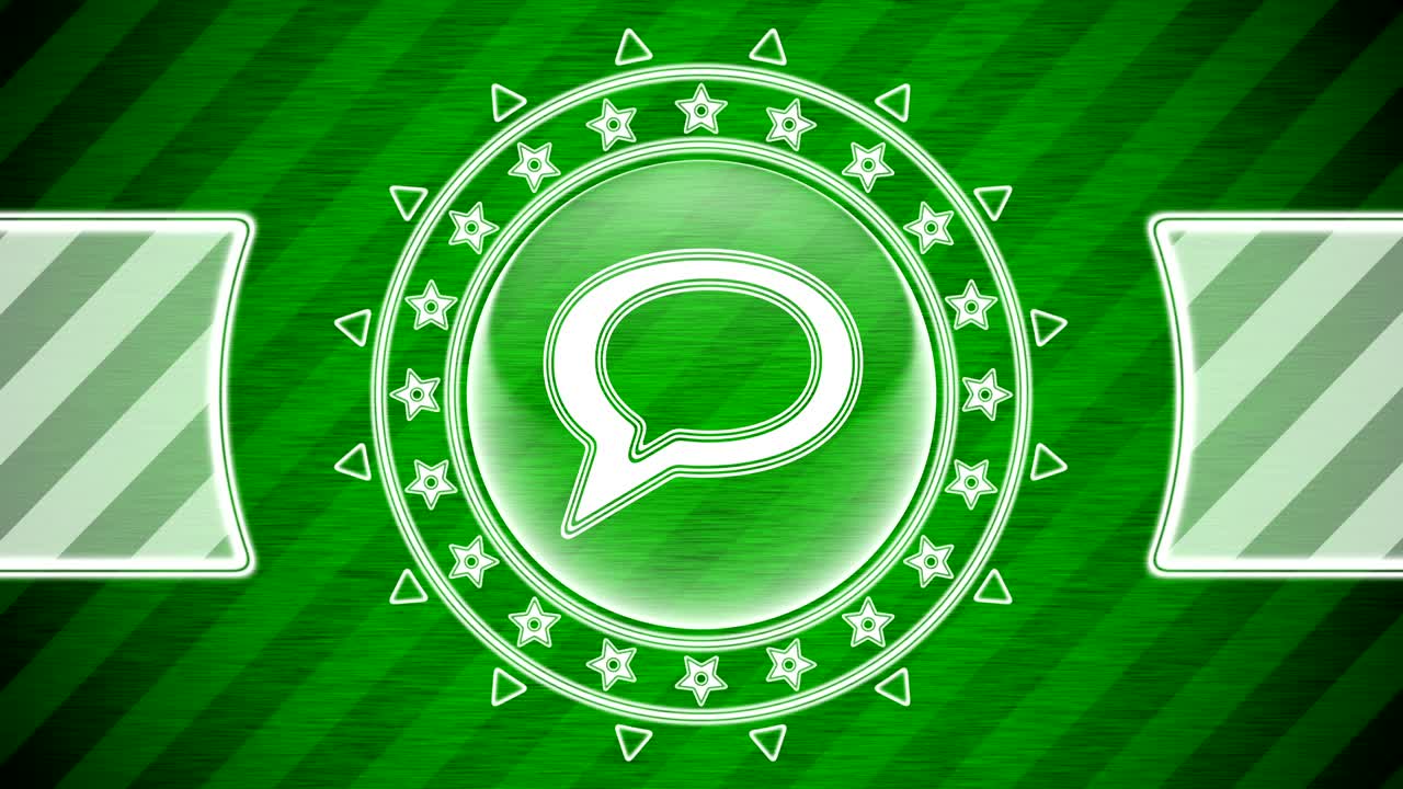 icono de chat en forma de círculo y fondo a rayas verdes. ilustración.