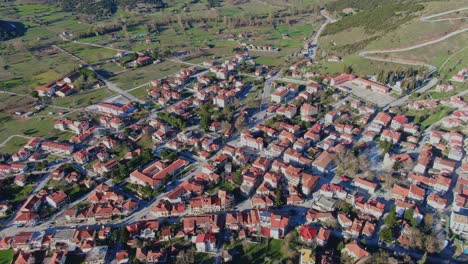 overview of kalavryta from a great height on a sunny day