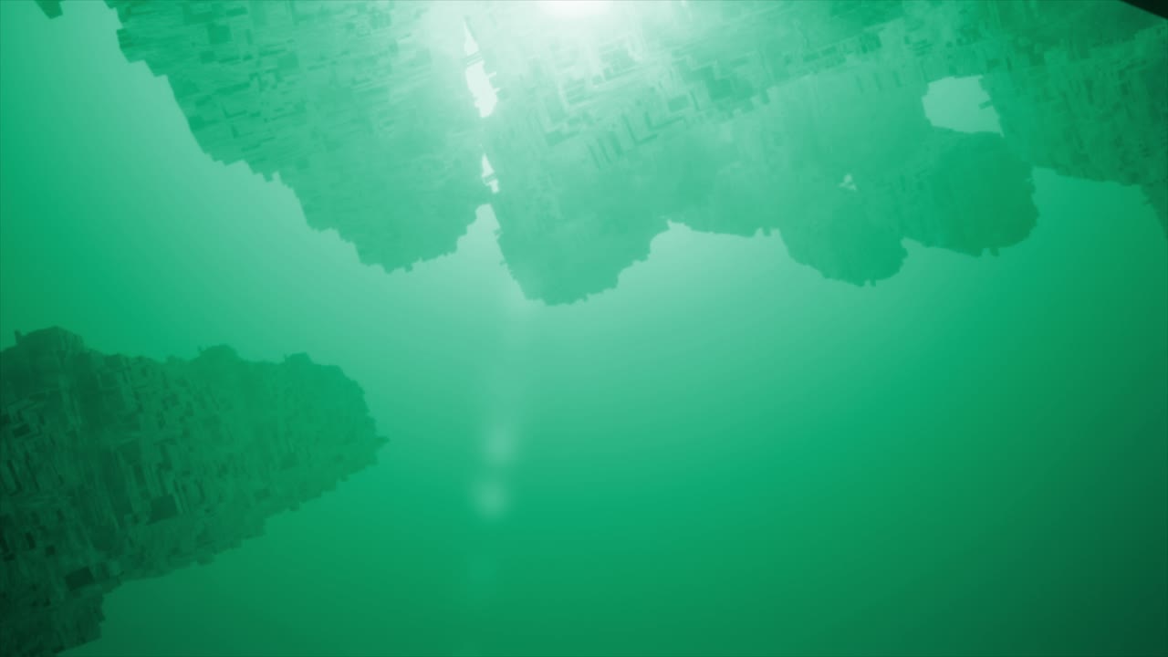 물 속의 추상적인 도시 반사