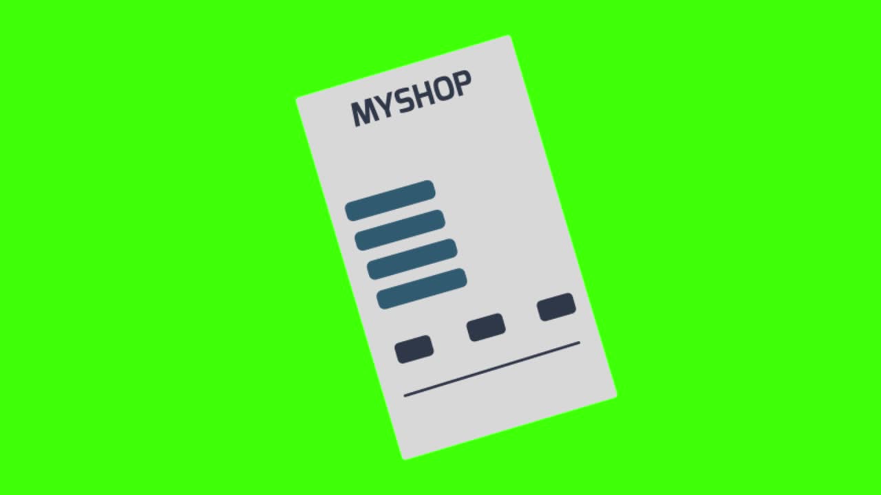 animation of a shopping list icon on a green screen