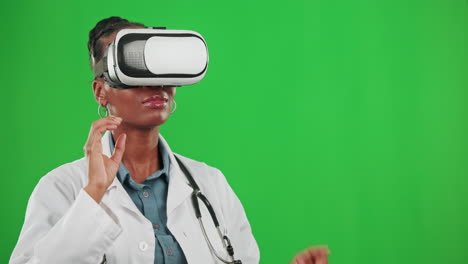 Doctor,-green-screen-or-black-woman-in-vr-3d