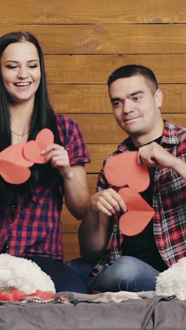 young beautiful couple having fun at sweet home