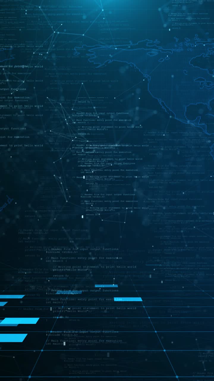 Connections ai network on red line 3d earth animation hologram information blocks ai construction