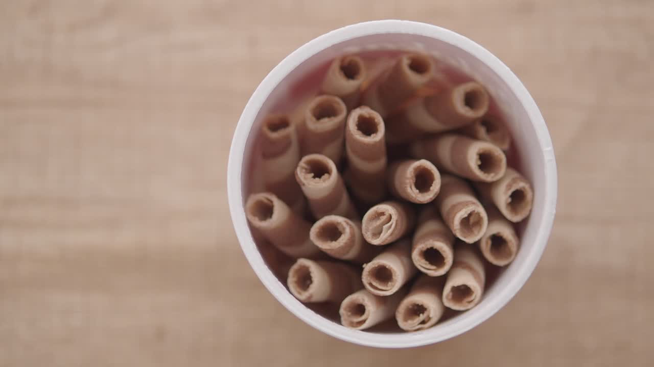Chocolate Wafer Sticks in a Container