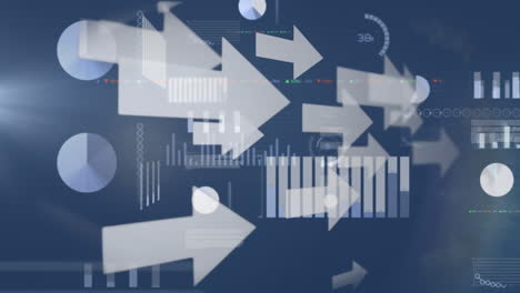 animación del procesamiento de datos en fondo azul