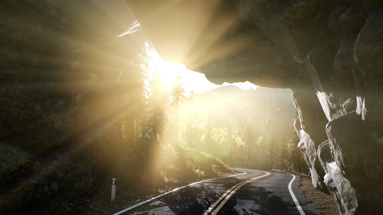 каменистая дорога в горах на закате