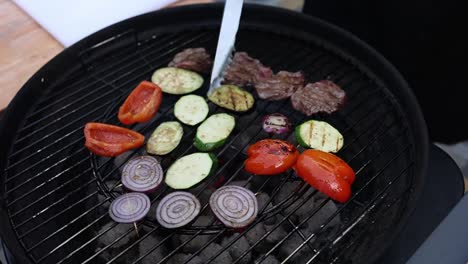 grilled vegetables and steak