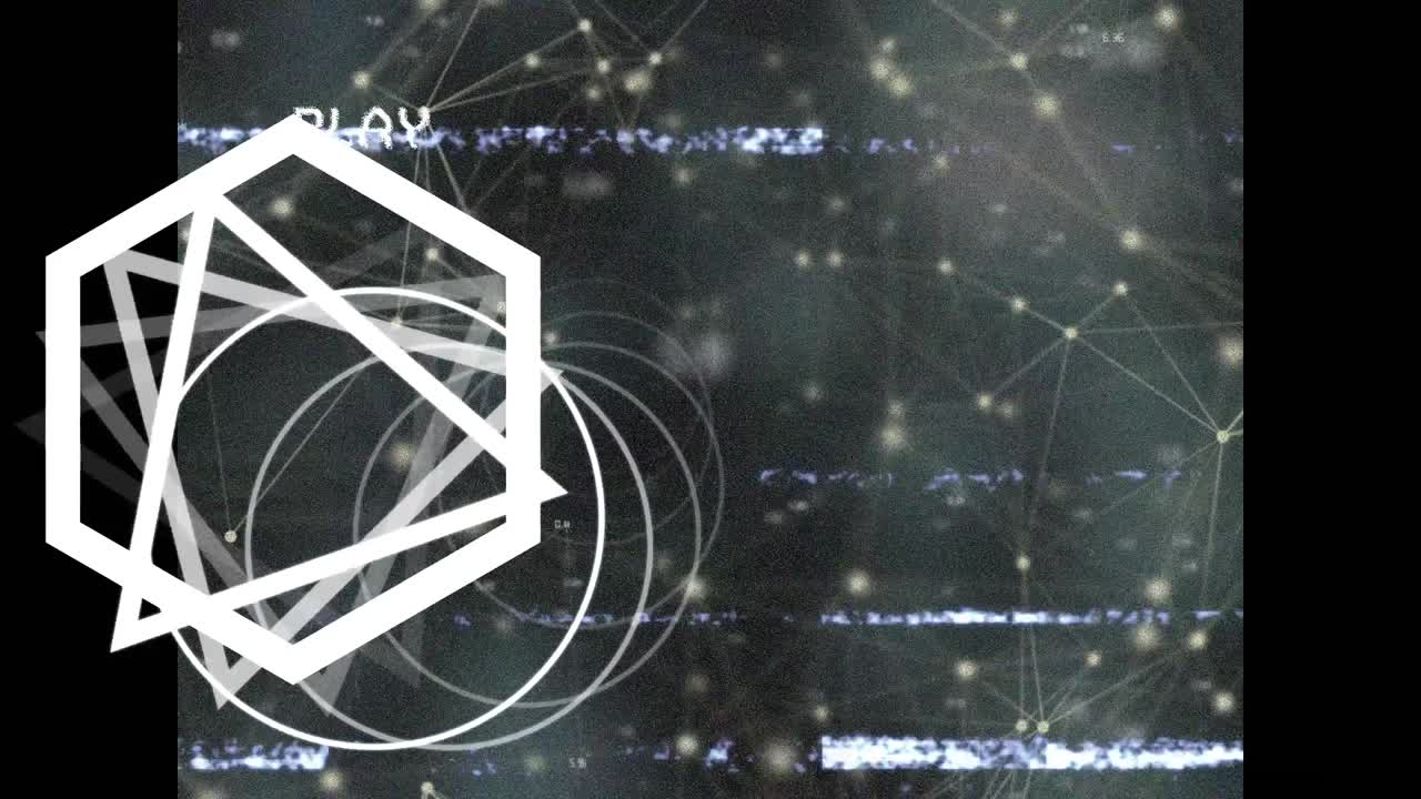 검은 바탕 위의 연결, 모양 및 간섭 네트워크의 애니메이션