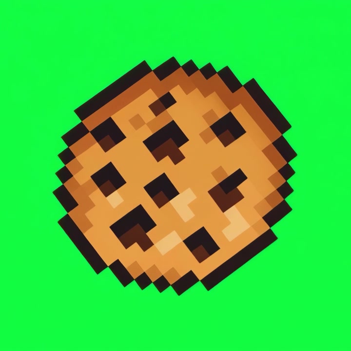 Biscotto con Gocce di Cioccolato in Pixel Art Rotante su Schermo Verde