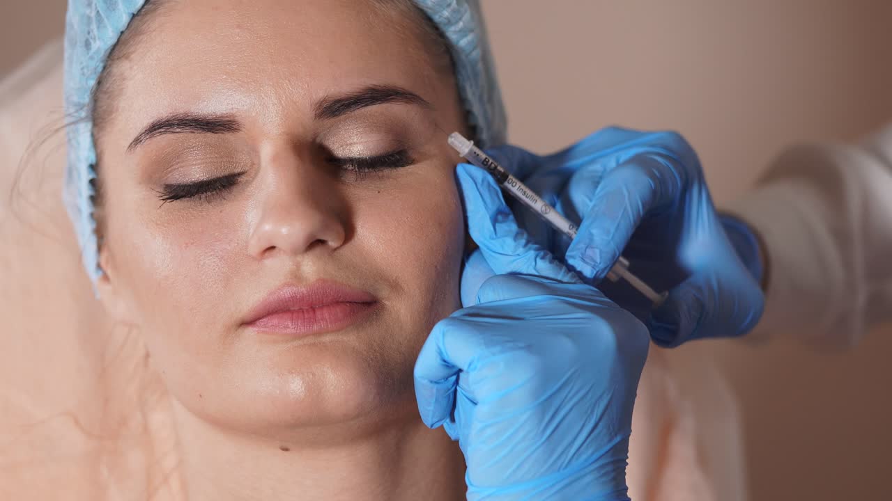 Woman Receiving Facial Injections