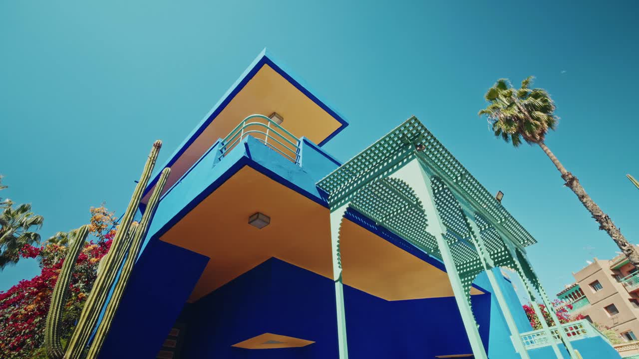 Walking through the Le Jardin Majorelle botanical garden, Marrakesh, Morocco.