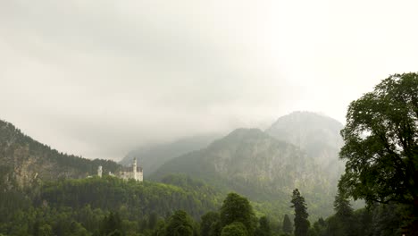 grand neuschwanstein castle with its romanesque revival architecture, wide shot