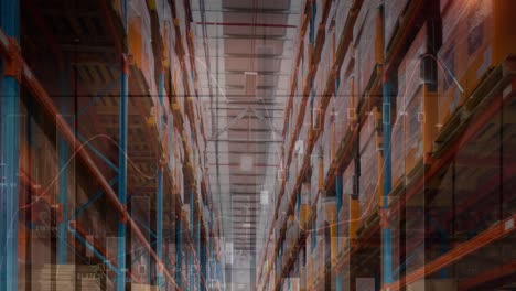 animación del procesamiento de datos en un almacén vacío