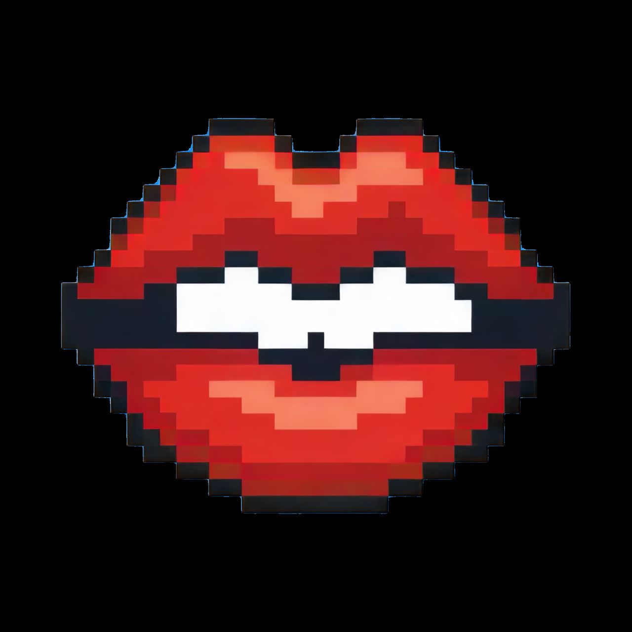 Pixelated lips animation isolated asset, transparent 4K video, alpha channel, ProRes 4444