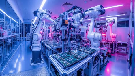 advanced automation in a high-tech robotics lab: exploring the cutting-edge machinery and processes for efficient manufacturing in a futuristic environment