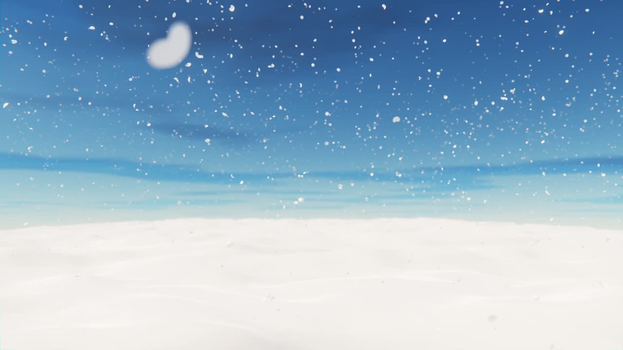 White spacious landscape with snow covered plain at snowfall. Infinitely looped animation