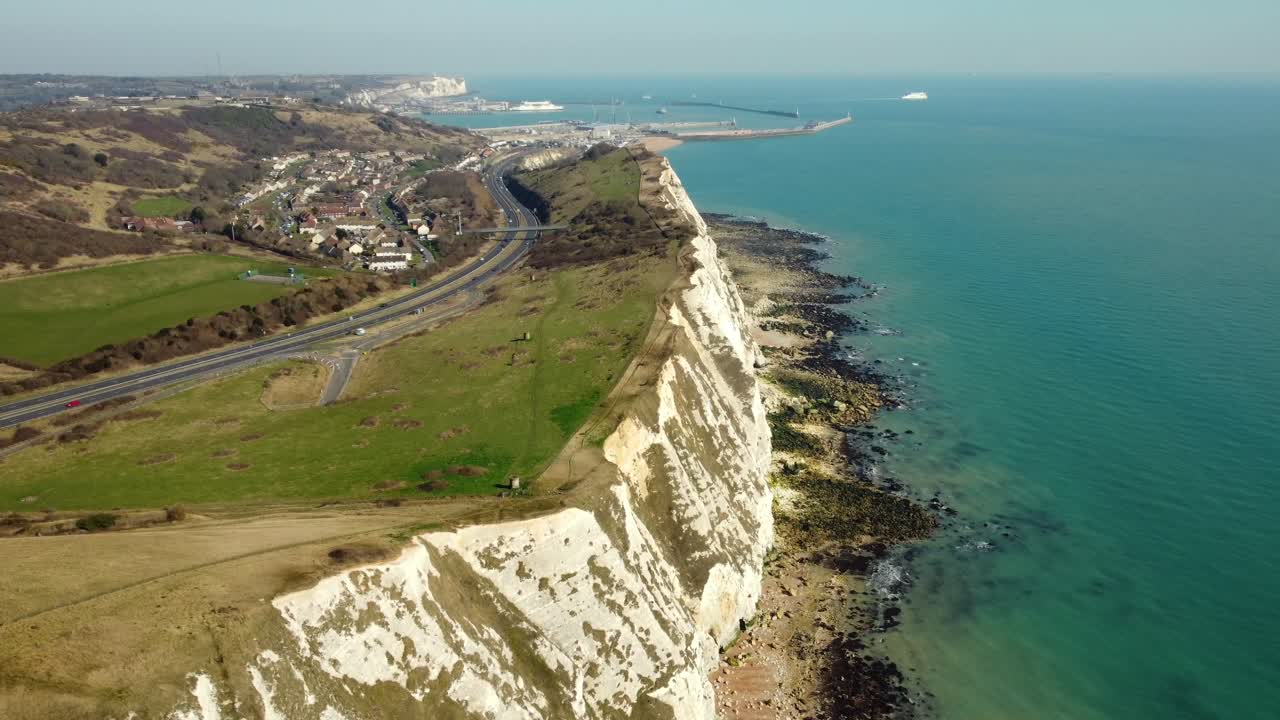 Aerial view of the White Cliffs of Dover coastline