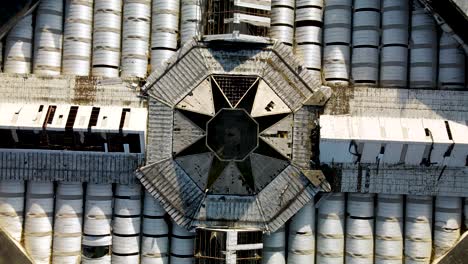 Aerial-drone-top-view-of-an-abandoned-building-in-Mexico-City