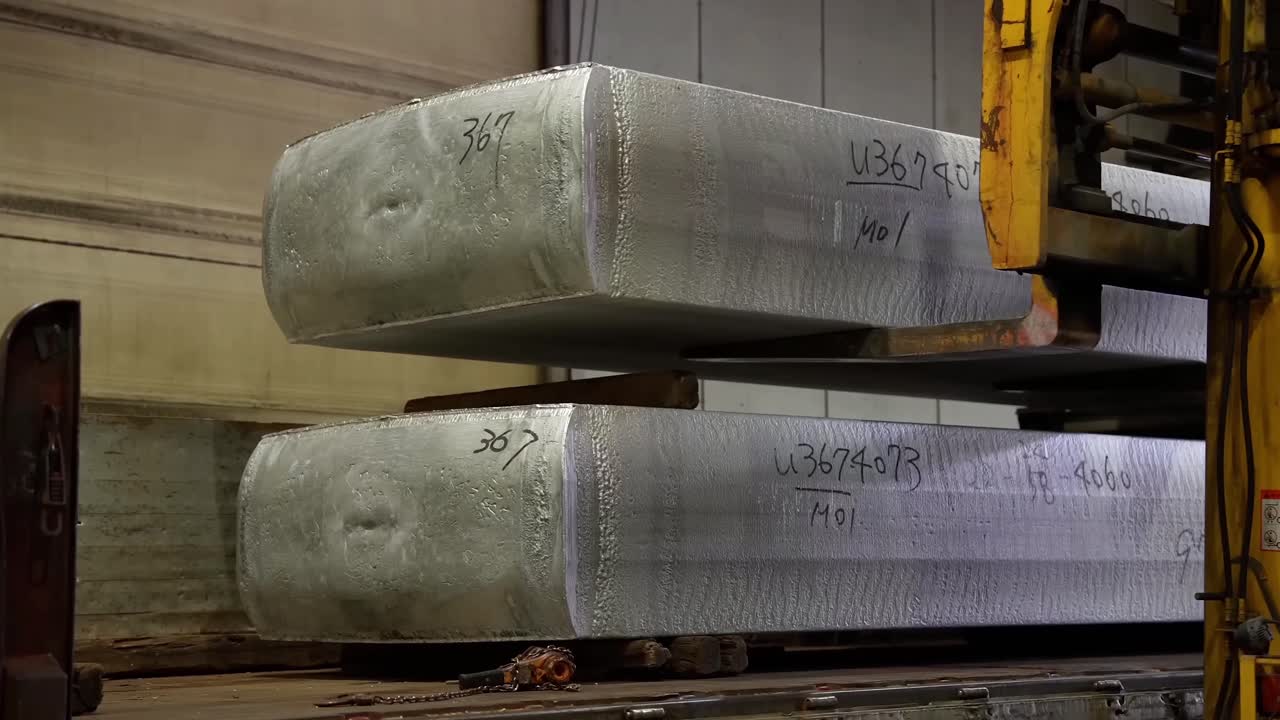 Aluminium sheet. Aluminium cans recycling factory