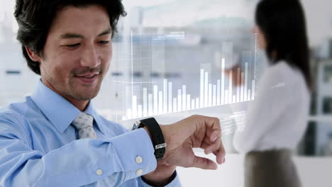 businessman using his smartwatch