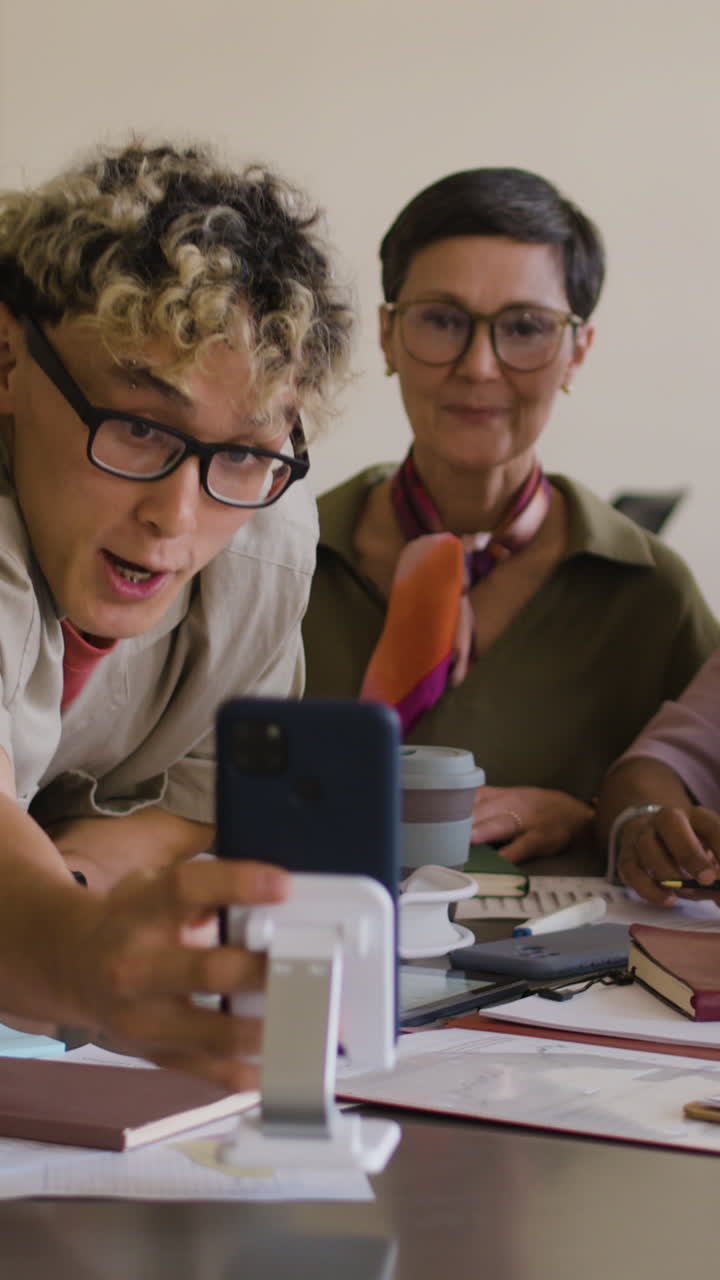 Diverse Group Collaborating and Interacting on a Video Call