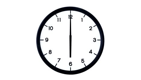 4k timelapse of a classic analog clock moving fast isolated on white background. time passing twelve hours. starts ticking at 12 and ends at 12.