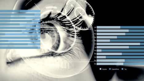 animation of graph over close up of eye of woman