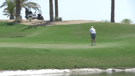 Un-Golfista-Haciendo-Un-Put-En-Un-Hoyo-De-Golf