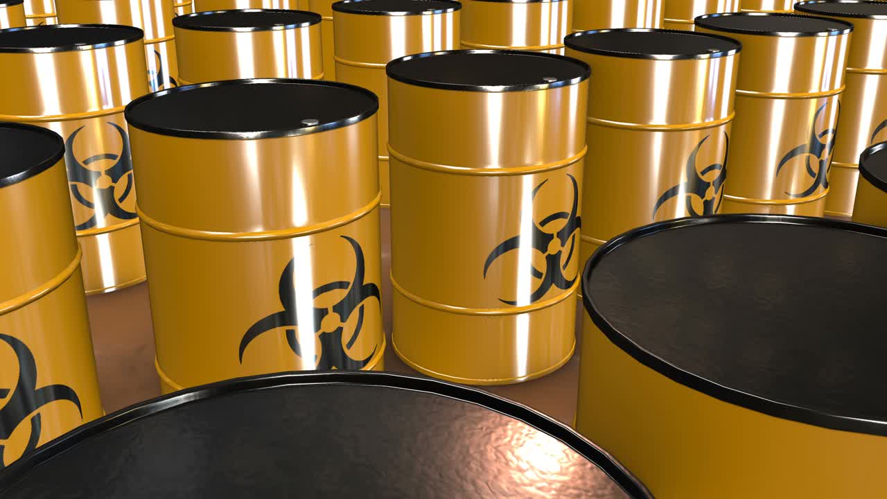 방사능 화학 배럴의 줄: 4k 무결 루프 스 비디오