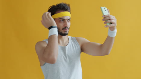 man taking selfie after workout