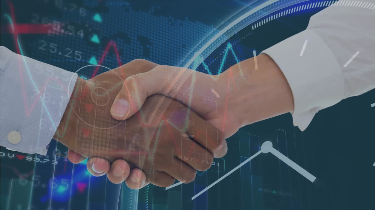 Digital composite video of business man shaking hand 4k