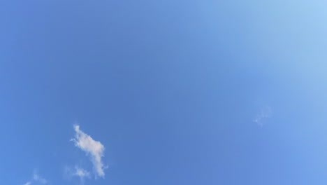 panning up to blue sky with fluffy cumulus clouds