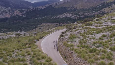 aerial view of coll dels reis, a mountain pass located in the serra de tramuntana range in mallorca, spain