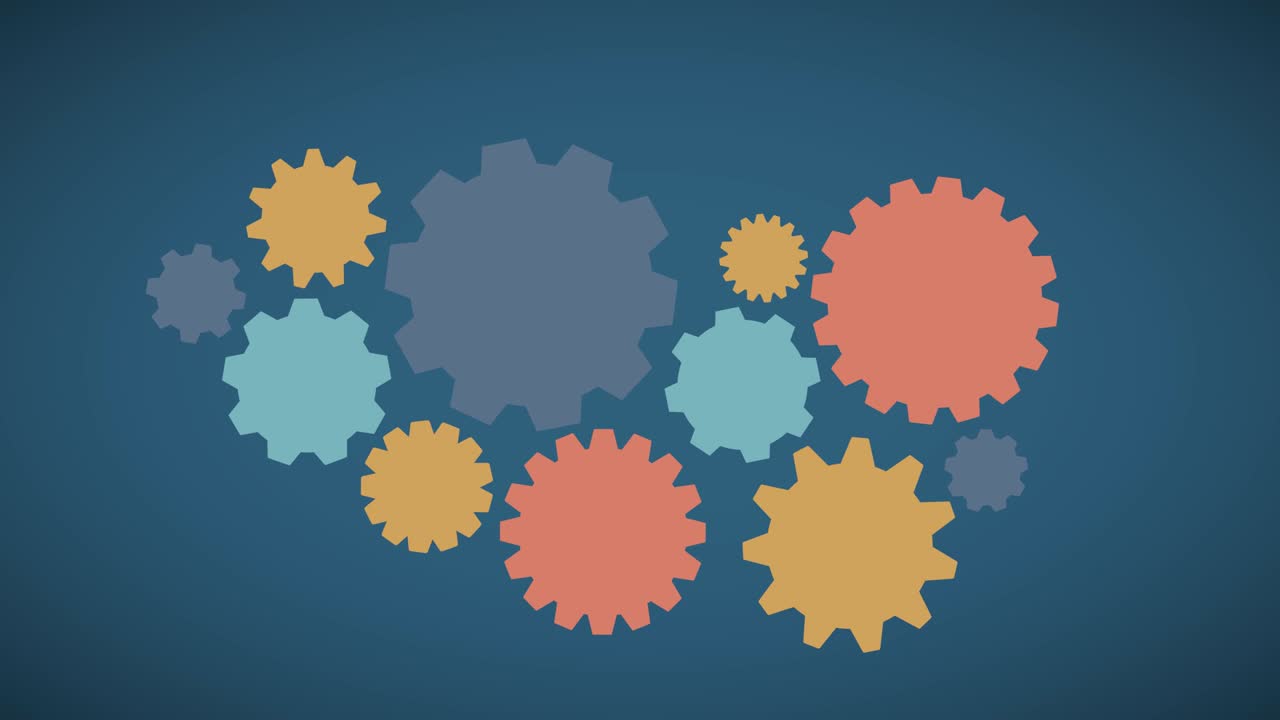 assemblaggio di ruote dentate rotanti che rappresenta un meccanismo di organizzazione - animazione