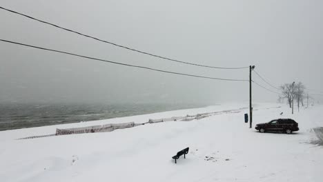 white out conditions on the coast of lake michigan