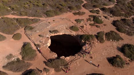 flight above benagil cave, algarve, portugal, a magnificent place, aerial view