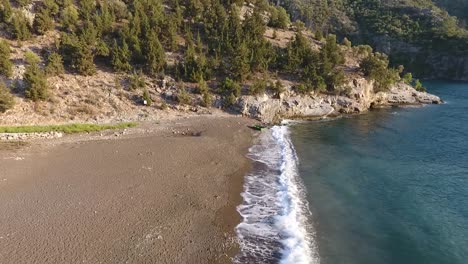 drone fly over a silent beach