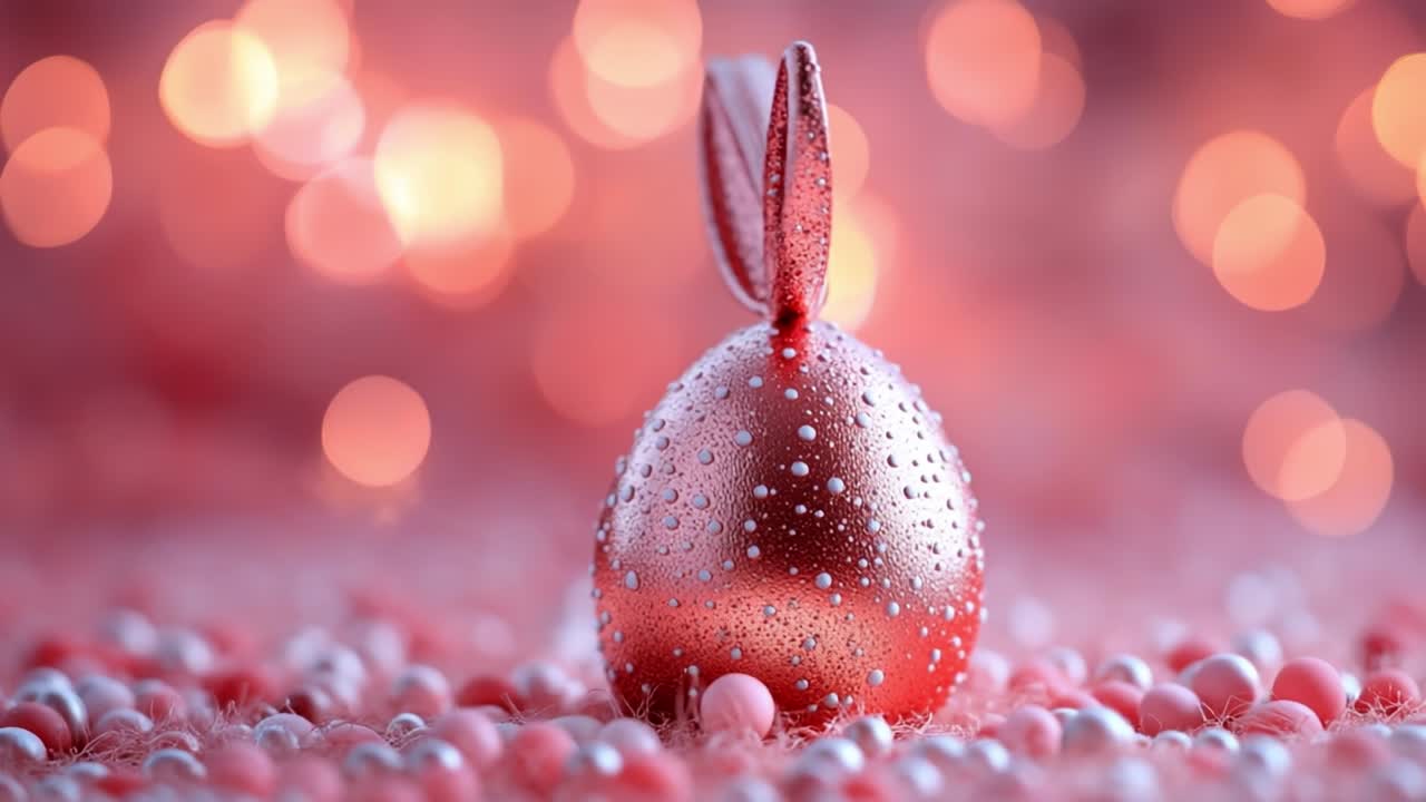 Pink Rose Gold Easter Egg with Bunny Ears
