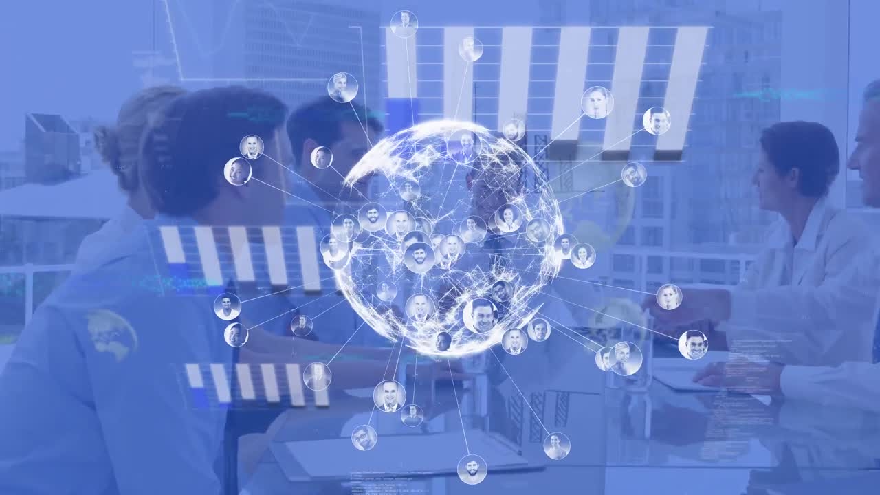 함께 일하는 기업인들에 대한 세계와 통계와의 연결 네트워크의 활성화