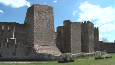 the great wall of the fortress from the middle ages