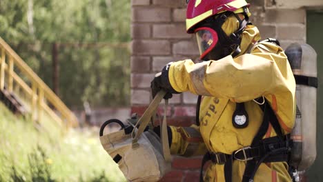 firefighter in protective gear