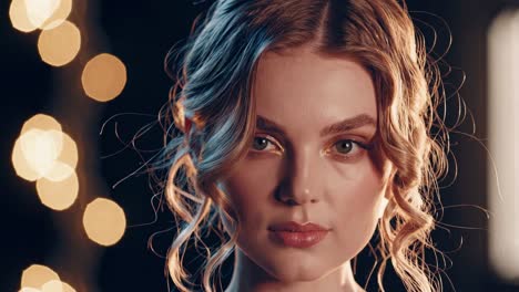 elegant woman with golden eyeshadow