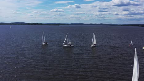 sailboats on a lake