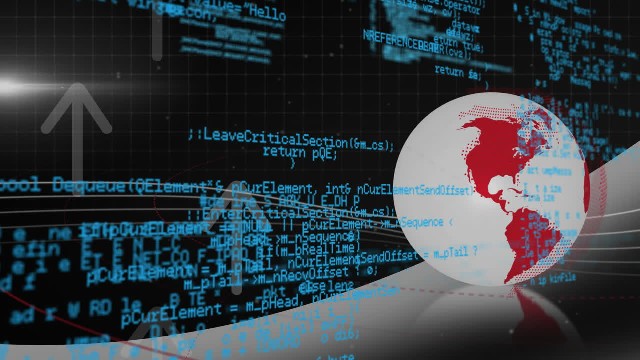 animación del procesamiento de datos en todo el mundo